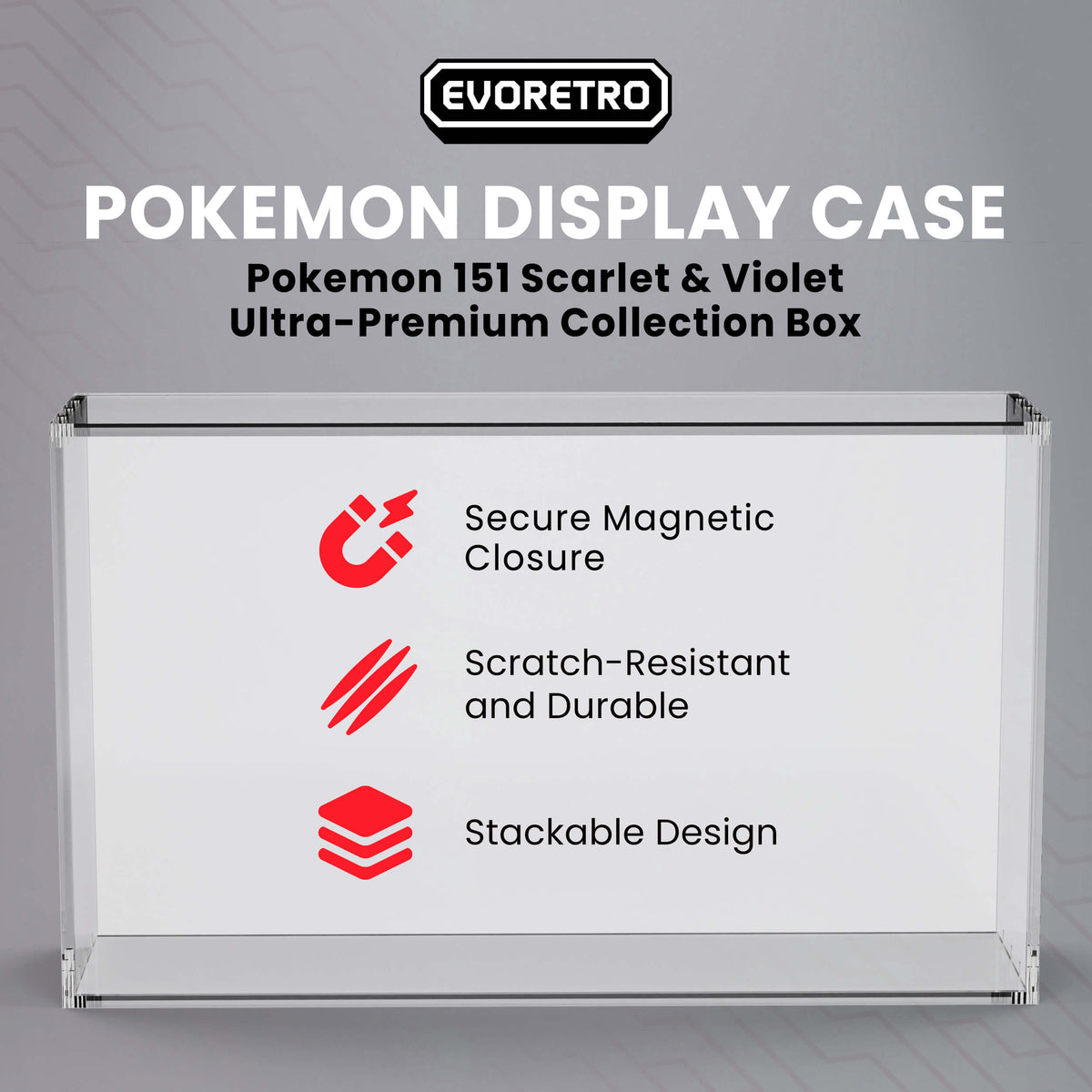 EVORETRO 5mm Acrylic UPC Display Case – Pokémon 151, Mega Charizard EX & 30th Anniversary UPC (1 Pack)