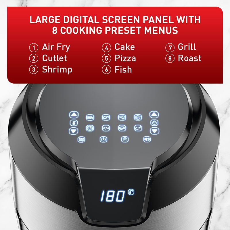 T-FAL 4.2L Digital Stainless Steel Prestige Air Fryer - Blemished package with full warranty - EY403D50
