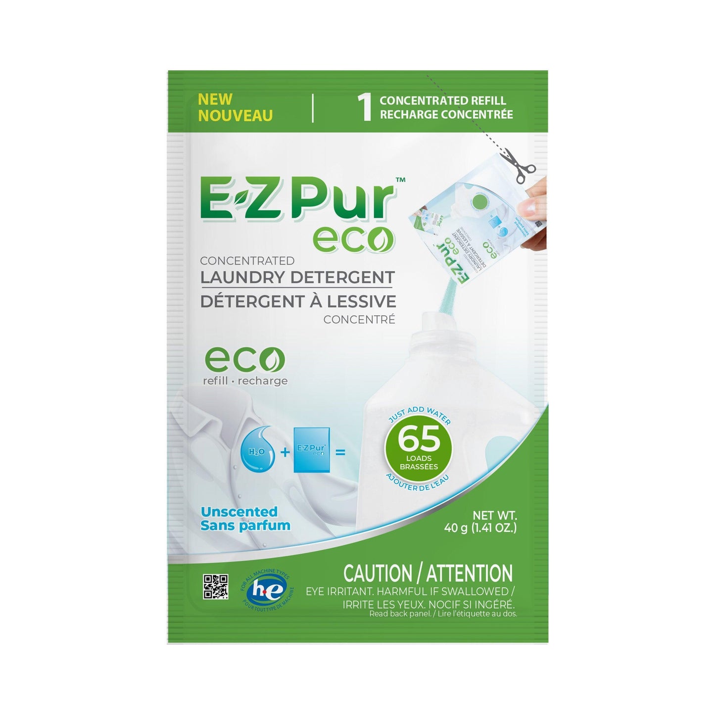 520 Loads - EZ Pur Eco Laundry Detergent Refill (Unscented)
