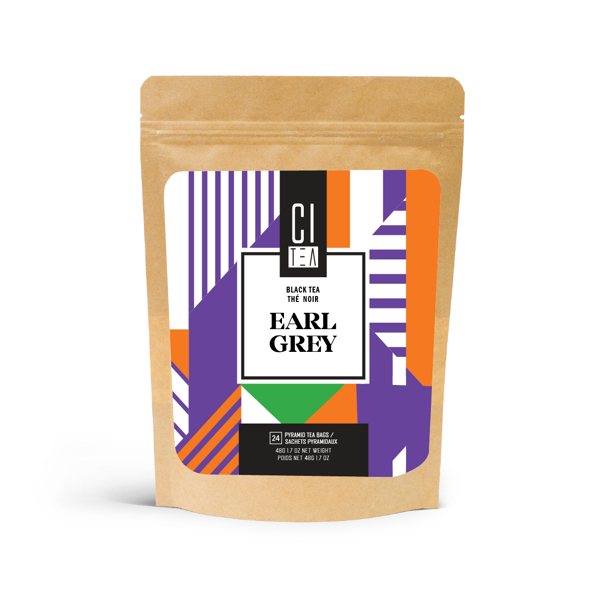 Sachets de thé pyramidaux de thé noir Earl Grey