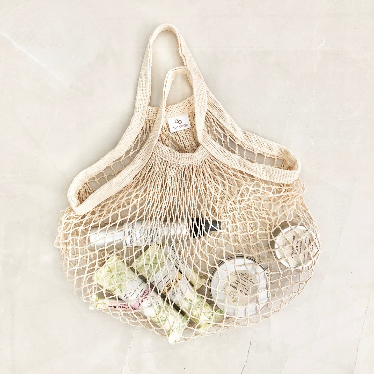 Sac à main en filet de coton naturel