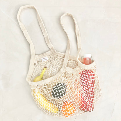Sac à bandoulière en coton naturel et filet