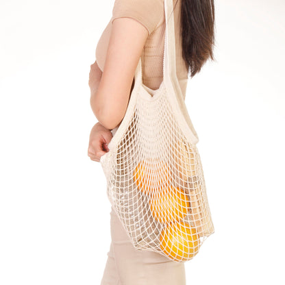 Sac à bandoulière en coton naturel et filet