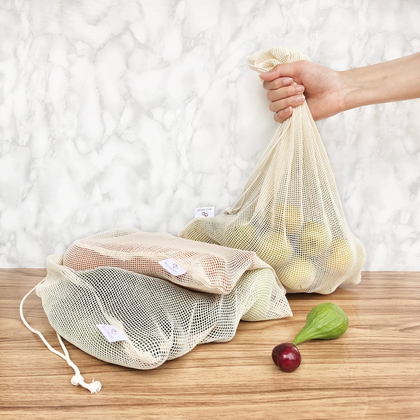 Sacs à provisions en coton (lot de 3)