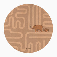 Elephant Walk Round Baby Mat | Kids Cork Yoga Mat  | Play & Stretch | 47" dia