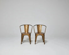 Set of 2 Sita Chairs in Golden Steel with Mango Wood Seat