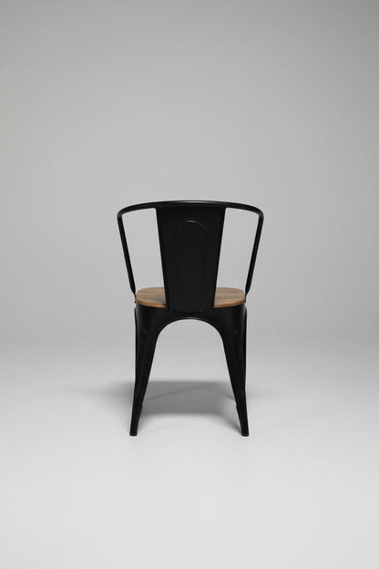 Set of 2 Sita Chairs in black steel and mango wood seat