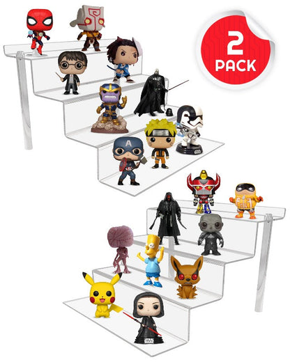EVORETRO Présentoir Acrylique à 4 Niveaux pour Figurines d'Action | Rehausseur RS6 Pouces (Paquet de 2)