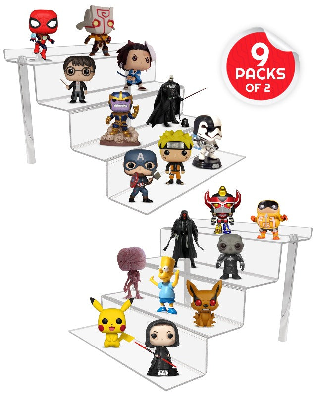 EVORETRO Présentoir Acrylique à 4 Niveaux pour Figurines d'Action | Rehausseur RS6 Pouces (Paquet de 2)
