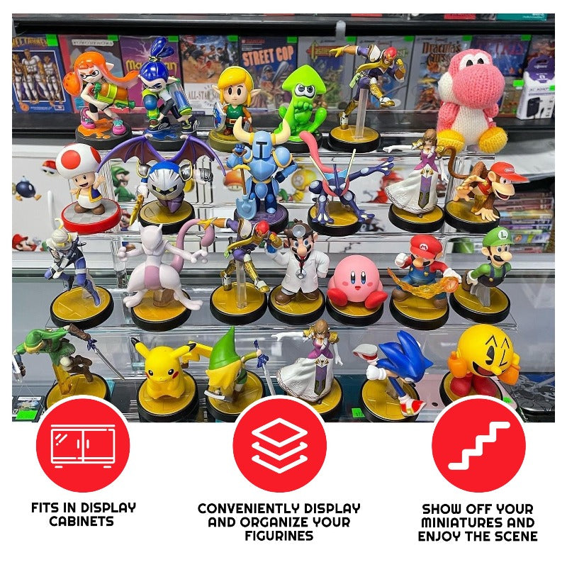 EVORETRO Présentoir Acrylique à 4 Niveaux pour Figurines d'Action | Rehausseur RS6 Pouces (Paquet de 2)