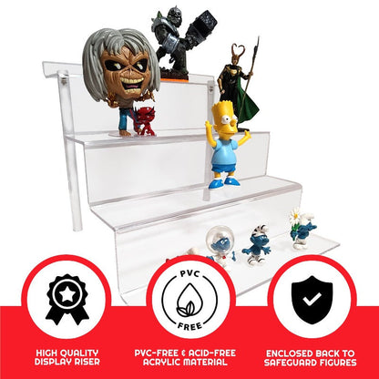 EVORETRO Présentoir Acrylique à 4 Niveaux pour Figurines d'Action | Rehausseur RS6 Pouces (Paquet de 2)
