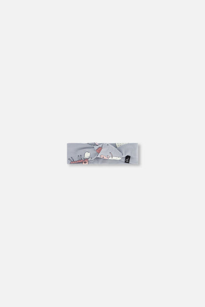 Printed Organic Cotton Headband Blue Grey Sheep