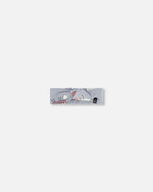 Bandeau imprimé en coton biologique Moutons gris bleu