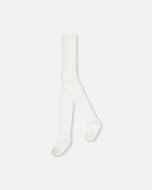 Collants torsadés blanc cassé