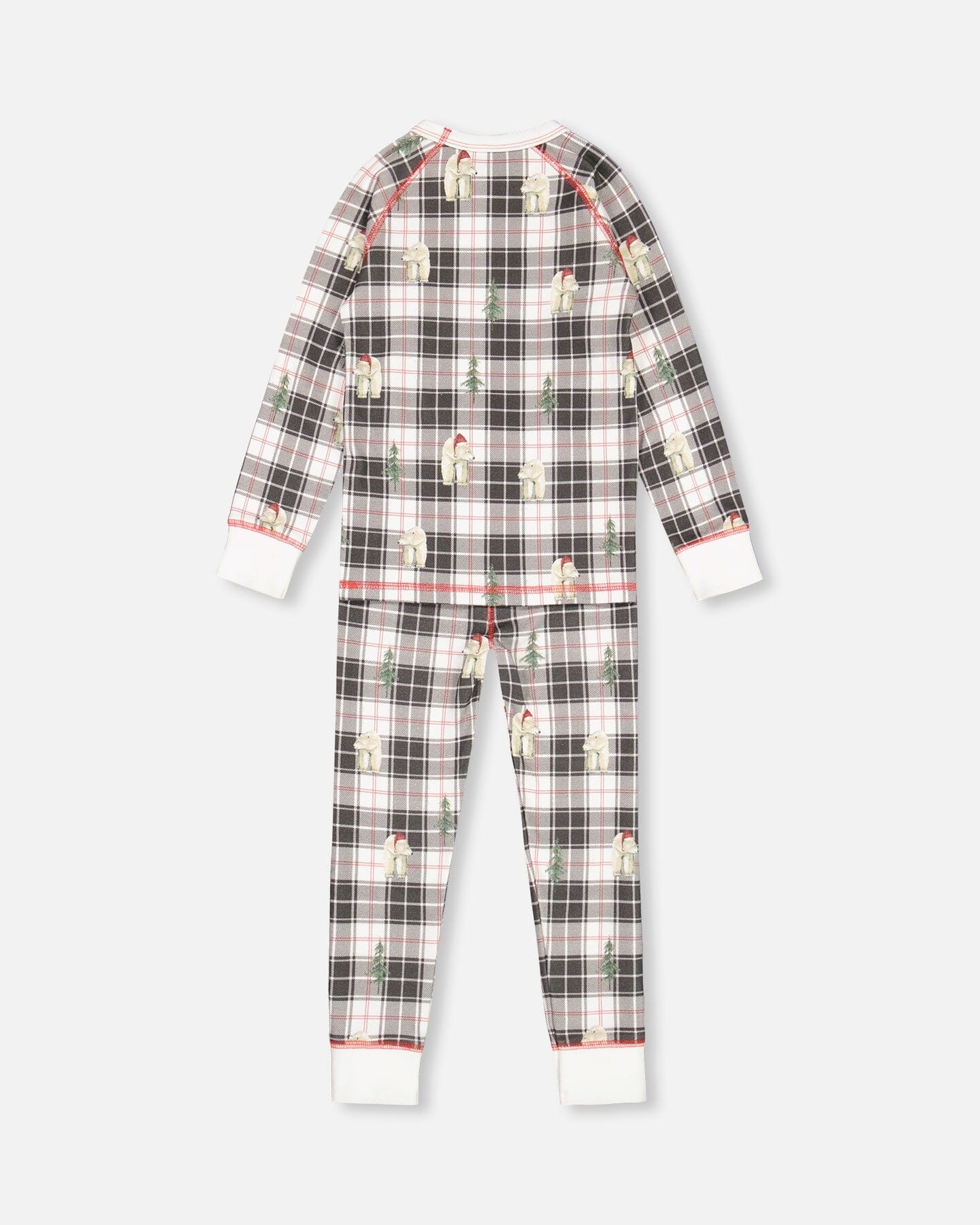 Ensemble Pyjama Deux Pièces en Coton Biologique pour Enfant, Motif Ours Polaire, Collection Noël Famille