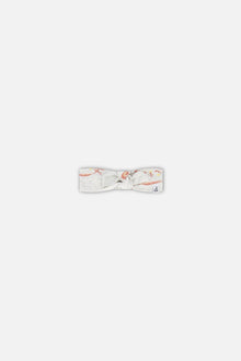 Organic Cotton Headband Heather Beige With Printed Cat