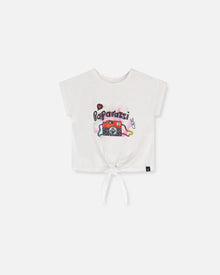 T-shirt en coton biologique avec nœud blanc