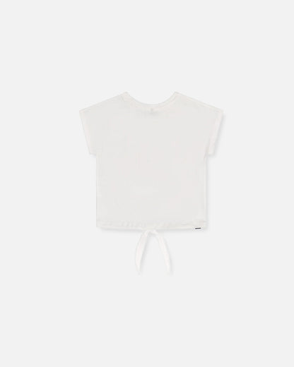 T-shirt en coton biologique avec nœud blanc