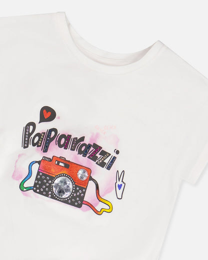 T-shirt en coton biologique avec nœud blanc