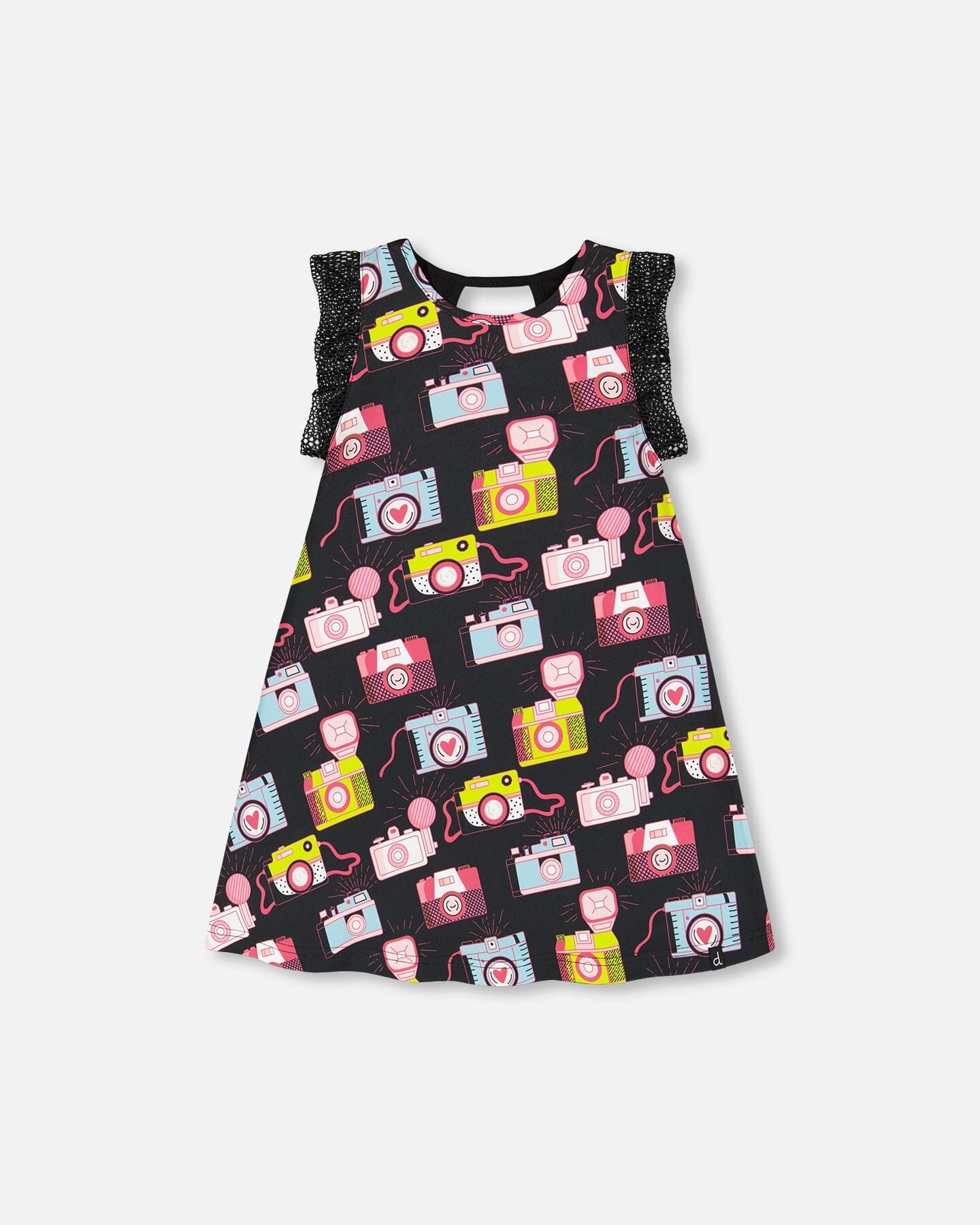 Robe imprimée à manches en résille noire