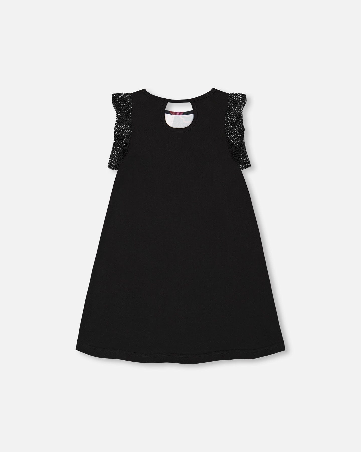 Robe imprimée à manches en résille noire