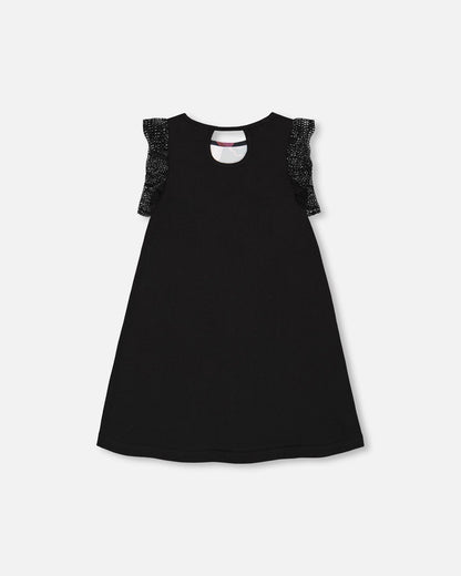 Robe imprimée à manches en résille noire