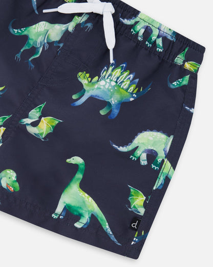 Boardshort Homme Imprimé Dinosaures Gris