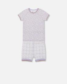 Ensemble de pyjama deux pièces en coton biologique, imprimé petites fleurs lilas