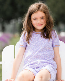Ensemble de pyjama deux pièces en coton biologique, imprimé petites fleurs lilas