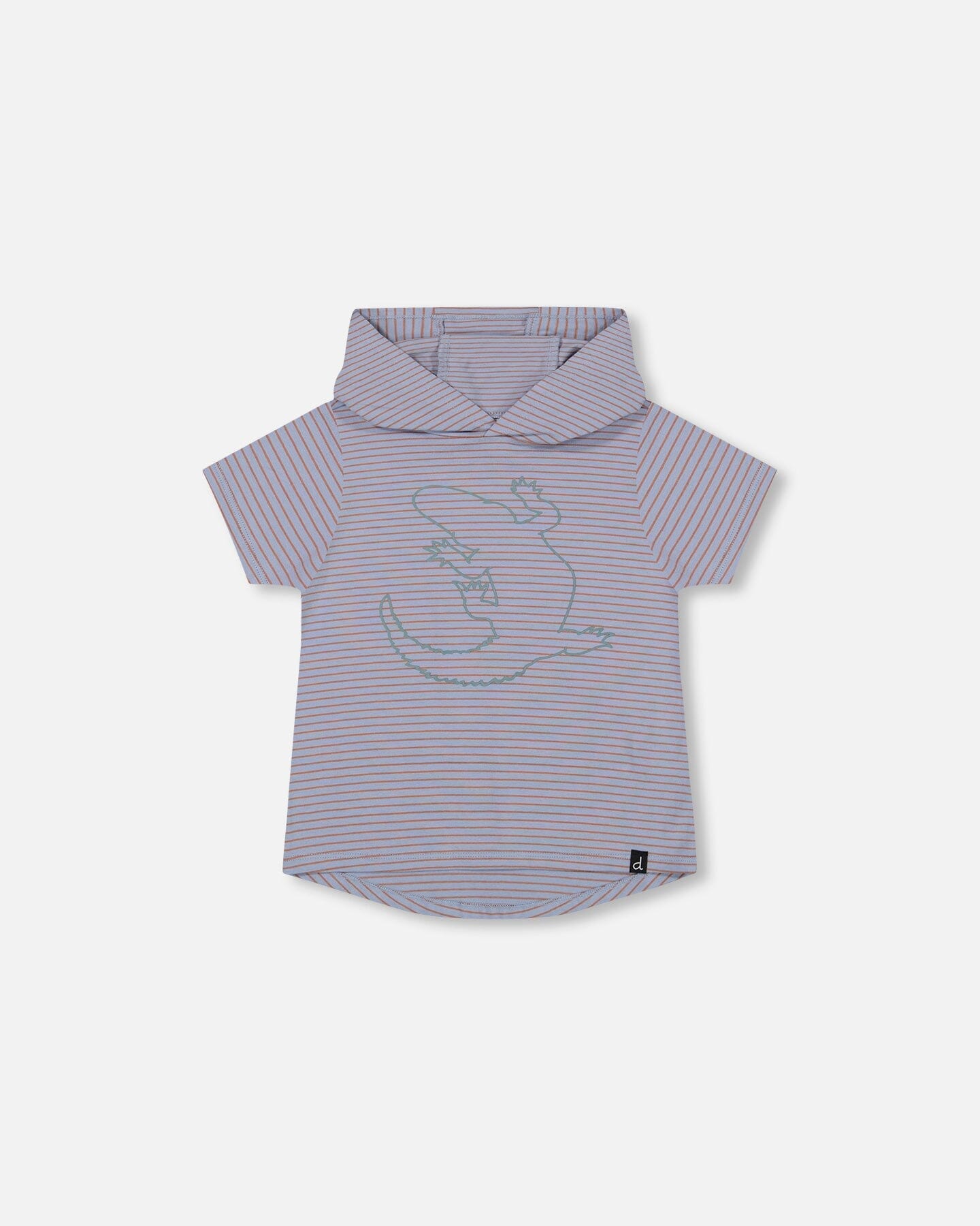 T-shirt à capuche avec imprimé crocodile rayures bleues et rouille