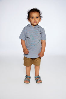 T-shirt à capuche avec imprimé crocodile rayures bleues et rouille