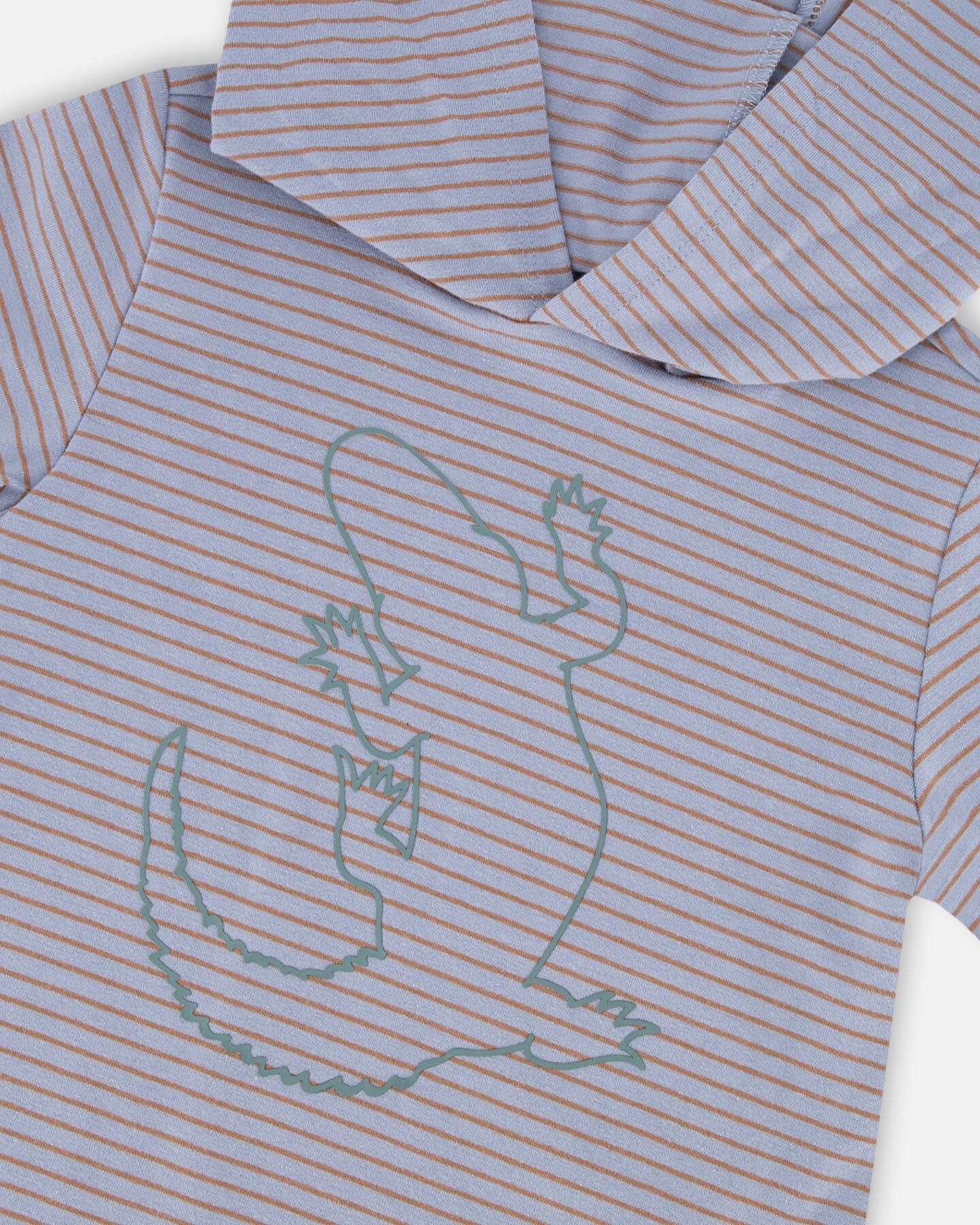 T-shirt à capuche avec imprimé crocodile rayures bleues et rouille