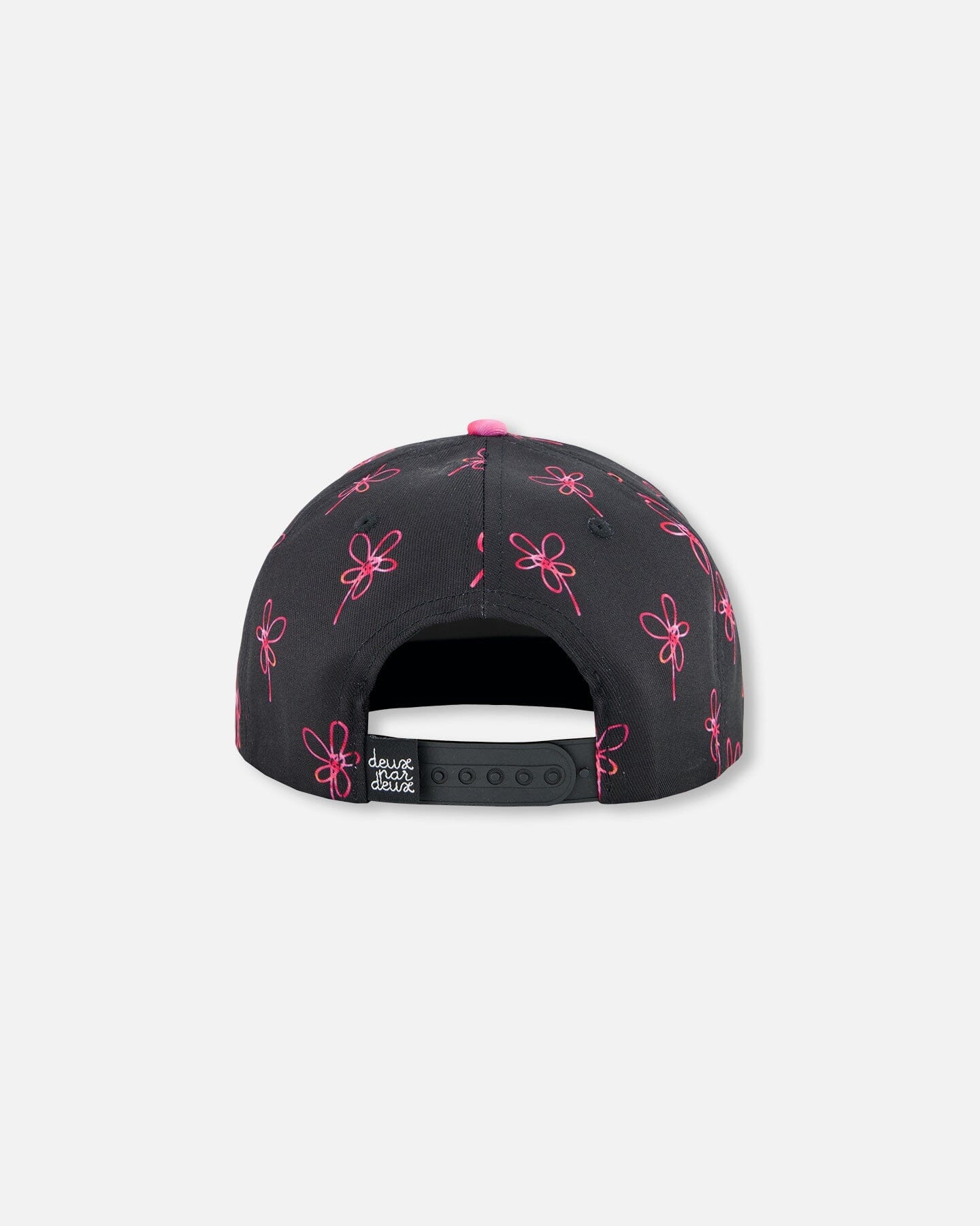 Casquette noire imprimée fleurs en spirale