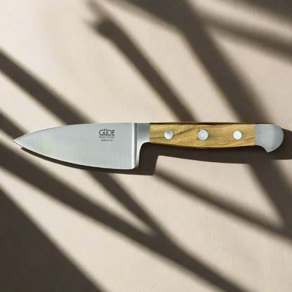 ALPHA OLIVE | Couteau à fromage à pâte dure 10 cm | Acier forgé / Manche en bois d'olivier