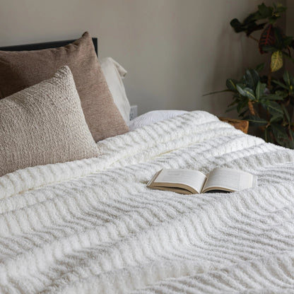 Couverture de lit King Size côtelée blanche