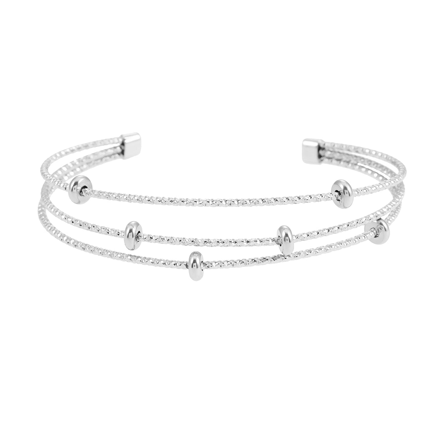 Bracelet triple perlé texturé Style FARZIKA Argent