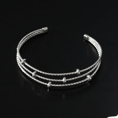 Bracelet triple perlé texturé Style FARZIKA Argent
