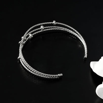 Bracelet triple perlé texturé Style FARZIKA Argent