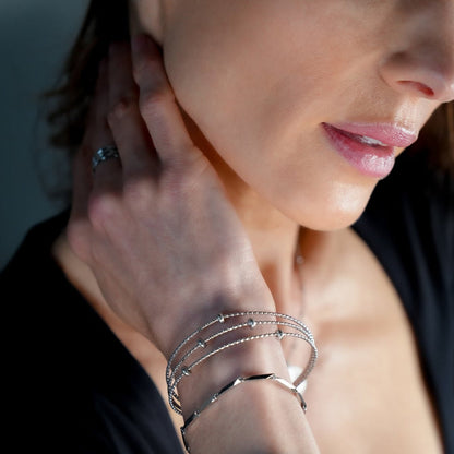 Bracelet triple perlé texturé Style FARZIKA Argent