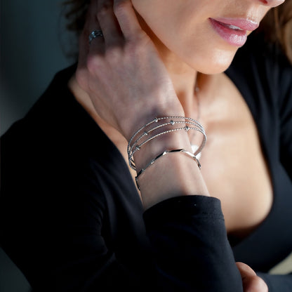 Bracelet triple perlé texturé Style FARZIKA Argent
