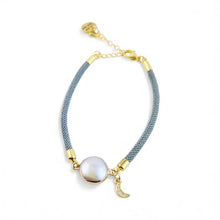 Bracelet cordon perles Keshi et lune