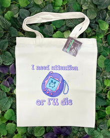 Sac cabas Tamagotchi "J'ai besoin d'attention"