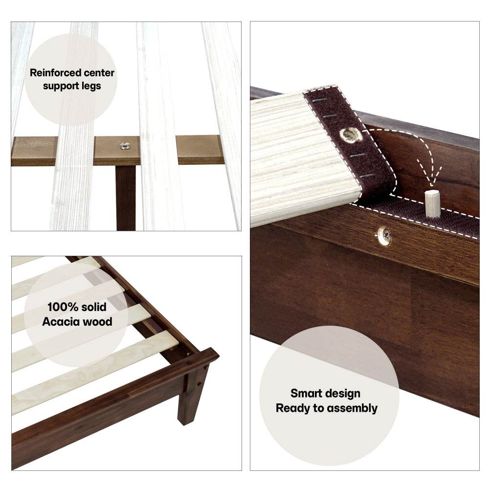 Cadre de lit en bois massif Kaylin