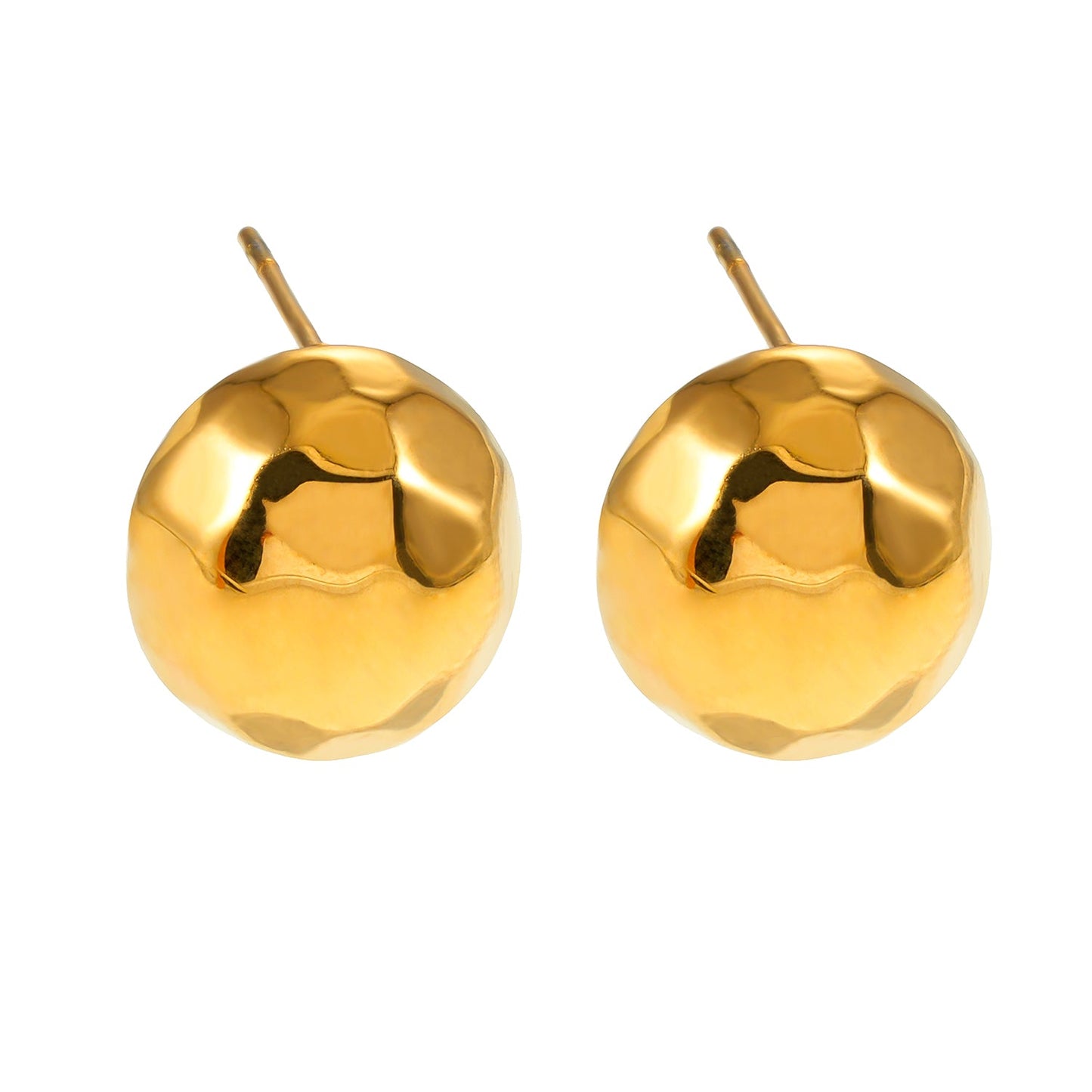 FELTHAM Gold : Boucles d'oreilles clous martelées contemporaines