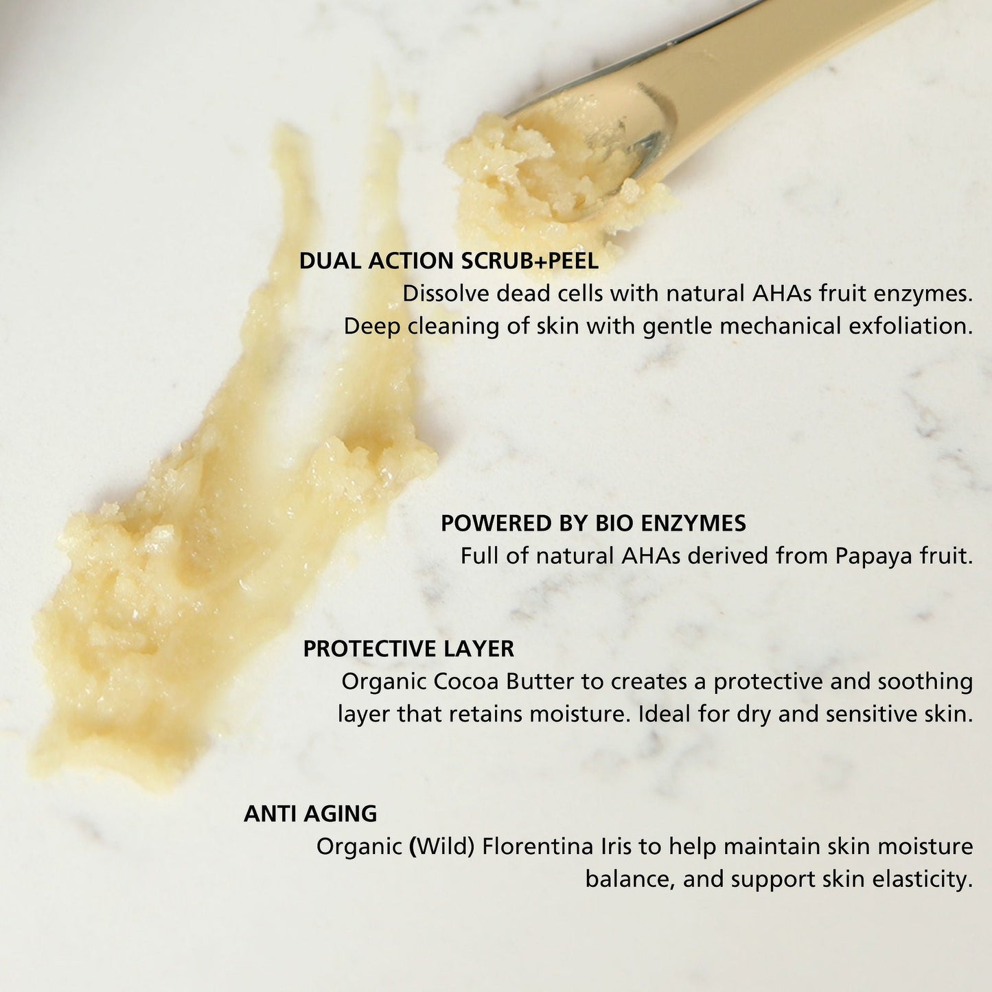 Masque visage double action gommage + peeling + exfoliation