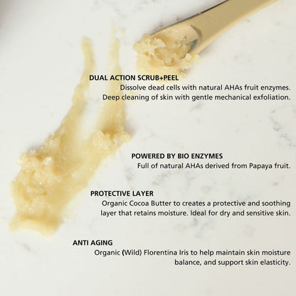 Masque visage double action gommage + peeling + exfoliation