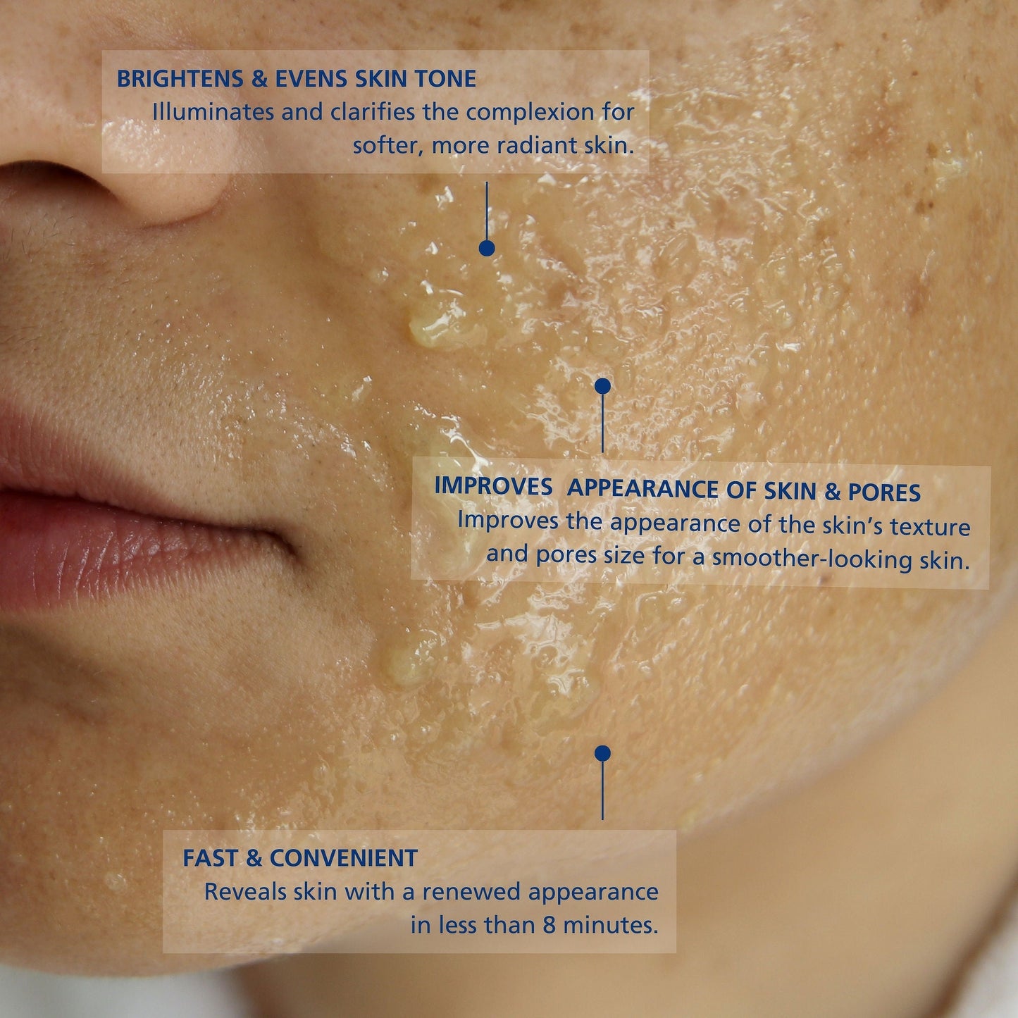Masque visage double action gommage + peeling + exfoliation
