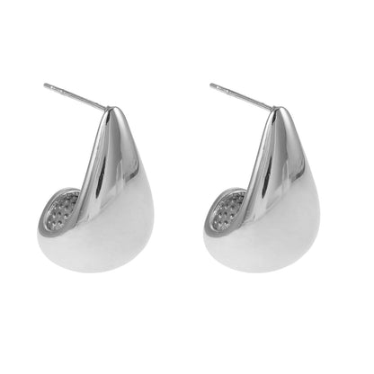 FORIA Or Blanc (ton Argent) : Boucles d'oreilles clou pendantes légères à l'aspect massif - Affirmez votre confiance