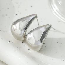 FORIA White Gold (Silver Tone): Chunky Look Light Weight Tear Drop Stud Earrings - Statement of Confidence