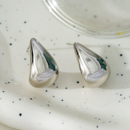 FORIA Or Blanc (ton Argent) : Boucles d'oreilles clou pendantes légères à l'aspect massif - Affirmez votre confiance
